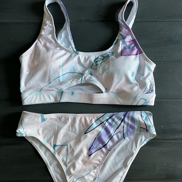 Lavender cut out high waisted bathing suit - Picture 1 of 3